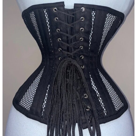 Corset Double Steel Boned Underbust Mesh Corset 30" (natural waist 34-36") - Picture 3 of 4